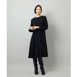 ブラック | ノーカラープリーツワンピース | MICHEL KLEIN