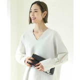 ライトグレー(91) | シャツ切り替えオーバーサイズVネックニット | MICHEL KLEIN
