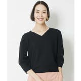 [1枚着としておすすめ]ホールガーメント(R)Vネックボリュームスリーブニット | MICHEL KLEIN | 詳細画像8 