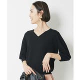 ブラック(94) | [1枚着としておすすめ]ホールガーメント(R)Vネックボリュームスリーブニット | MICHEL KLEIN