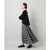 [セットアップ対応]ギャザースカート シアーチェック柄 | MICHEL KLEIN | 詳細画像9 