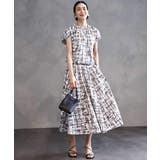 [セットアップ対応]かすれチェック柄ギャザースカート | MICHEL KLEIN | 詳細画像4 