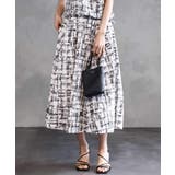 ブラック | [セットアップ対応]かすれチェック柄ギャザースカート | MICHEL KLEIN