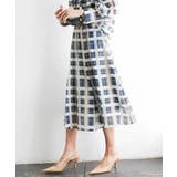 アイボリー | [セットアップ対応]チェック柄タックフレアスカート | MICHEL KLEIN