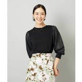 ブラック | ラメチュールスリーブ異素材カットソー | MICHEL KLEIN