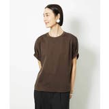 ブラウン | [接触冷感]ギャザースリーブカットソー | MICHEL KLEIN