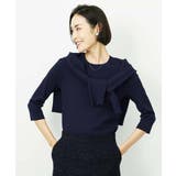 ネイビー | [アンサンブル対応]コンパクトクルーネックカーディガン | MICHEL KLEIN