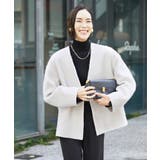 ライトグレー(91) | モヘアシャギーノーカラーコート | MICHEL KLEIN