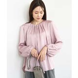 ピンク | ウェーブサテンタックディティールブラウス/洗える | MK MICHEL KLEIN