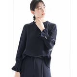 ネイビー | タックフリルデザインスリーブブラウス/撥水加工/洗える | MK MICHEL KLEIN
