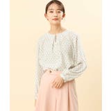 ホワイト | ダイヤドット幾何学柄ブラウス/洗える | MK MICHEL KLEIN