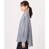 ストライプ柄サッカーシャツブラウス/洗える | MK MICHEL KLEIN | 詳細画像15 