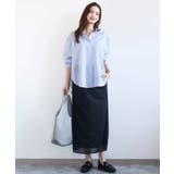 ストライプ柄サッカーシャツブラウス/洗える | MK MICHEL KLEIN | 詳細画像4 