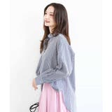 ストライプ柄サッカーシャツブラウス/洗える | MK MICHEL KLEIN | 詳細画像7 