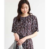 ブラウン | [接触冷感/洗える]アートプリントブラウス | MK MICHEL KLEIN