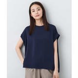 ネイビー | マットサテンTブラウス/接触冷感/洗える | MK MICHEL KLEIN