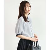 ホワイト | [洗える]ダイヤモチーフ幾何柄ブラウス | MK MICHEL KLEIN