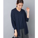 ネイビー | ドルマン袖カーディガン×半袖プルオーバー ニットアンサンブル/洗える | MK MICHEL KLEIN