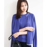 ブルー | 配色デザインカラーニットアンサンブル/洗える | MK MICHEL KLEIN