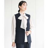 ネイビー | Vネックノーカラージレ/制菌加工/洗える | MK MICHEL KLEIN