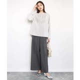 ストレートワイドシルエットパンツ（無地・チェック）/洗える | MK MICHEL KLEIN | 詳細画像36 