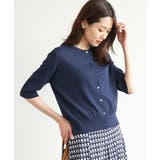 ネイビー | [UVカット/接触冷感/洗える]5分袖ニットカーディガン | MK MICHEL KLEIN