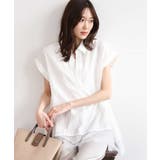 アイボリー | [洗える]裾レースデザインスキッパーシャツブラウス | MK MICHEL KLEIN