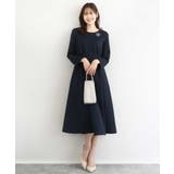 ネイビー | スムースダンボール タックワンピース/洗える | MK MICHEL KLEIN