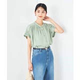 【接触冷感/UVカット/吸水速乾/イージーケア/洗える】サテンギャザーブラウス | a.v.v【WOMEN】 | 詳細画像3 