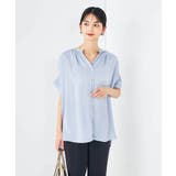 ライトブルー | 【接触冷感/UVカット/吸水速乾/イージーケア/洗える】サテンギャザーブラウス | a.v.v【WOMEN】