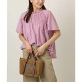 ピンク | フリルネックシャーリングブラウス | a.v.v OUTLET【WOMEN】