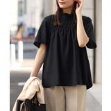 ブラック | フリルネックシャーリングブラウス | a.v.v OUTLET【WOMEN】