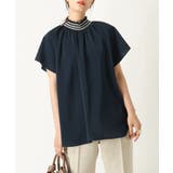ネイビー | 配色スモッキングブラウス | a.v.v OUTLET【WOMEN】