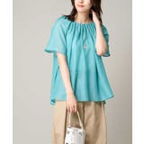 ブルー | 【洗える】フレアスリーブシアータックブラウス | a.v.v【WOMEN】