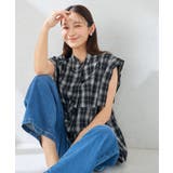 チェック柄フレンチスリーブブラウス | a.v.v【WOMEN】 | 詳細画像1 