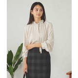 グレージュ | フリルネックボウタイブラウス | a.v.v【WOMEN】
