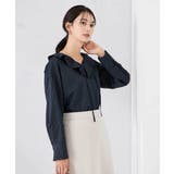 ネイビー | ラッフルフリルストライプブラウス | a.v.v【WOMEN】