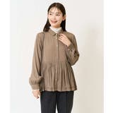 モカ | サテンウエストギャザーブラウス | a.v.v【WOMEN】