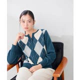 アーガイル柄 ヘンリーネック カーディガン | a.v.v【WOMEN】 | 詳細画像1