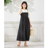 ブラック | 【接触冷感/洗える】タックフレアキャミワンピース | a.v.v【WOMEN】