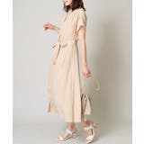 ベージュ | 【洗える】シフォンドットバンドカラーワンピース | a.v.v【WOMEN】