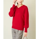 レッド | 【洗える】Vネックパフスリーブニット/アンサンブル対応 | a.v.v【WOMEN】