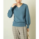 ブルー | 【洗える】Vネックパフスリーブニット/アンサンブル対応 | a.v.v【WOMEN】