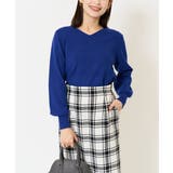 ロイヤルブルー | 【洗える】Vネックパフスリーブニット/アンサンブル対応 | a.v.v【WOMEN】