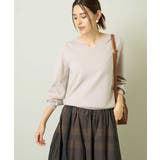 グレージュ | 【洗える】Vネックパフスリーブニット/アンサンブル対応 | a.v.v【WOMEN】