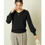 ブラック | 【洗える】Vネックパフスリーブニット/アンサンブル対応 | a.v.v【WOMEN】