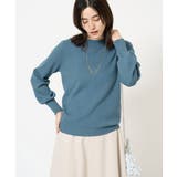 ブルー | 【洗える】ボートネックパフスリーブニット【アンサンブル対応】 | a.v.v【WOMEN】