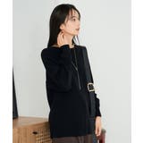 ブラック | 【洗える】切替ボートネックチュニックニット | a.v.v【WOMEN】