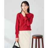 レッド | 【洗える】ボートネック美ラクるパフスリーブニット | a.v.v【WOMEN】