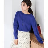 ブルー | 【洗える】ボートネック美ラクるパフスリーブニット | a.v.v【WOMEN】